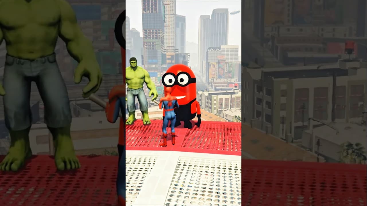 GTA 5 Epic Ragdolls RED SPIDERMAN VS RED MINION VS GREEN HULK | Epic Fails #gta5 #gta5fails #gtav